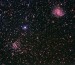 Galaxie NGC9646  zv. ohnivá  a hvězdokupa NGC 6939.